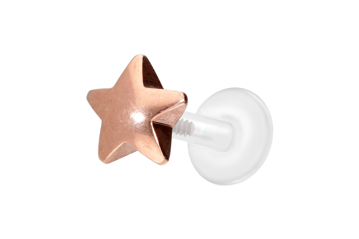 PTFE Labret Piercing mit Innengewinde + Titan-Aufsatz STERN